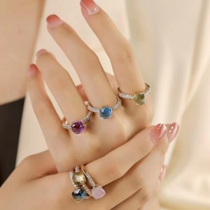 18K/14K/10K/9K GOLD s přírodním barevným kamenným prstenem